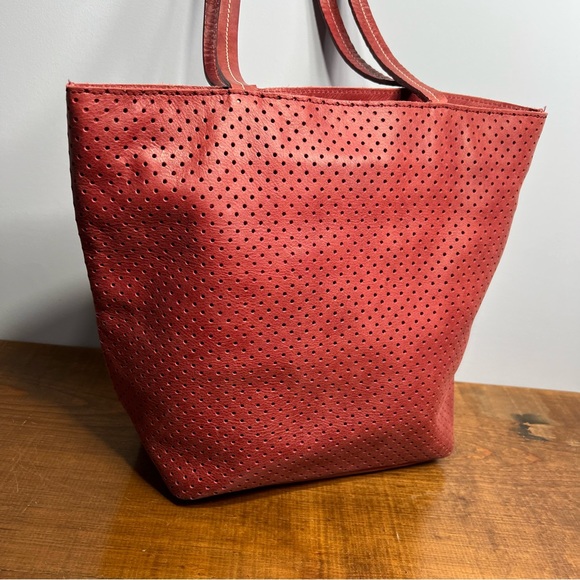 Humawaca handmade deep wine red leather tote bag - Picture 2 of 12